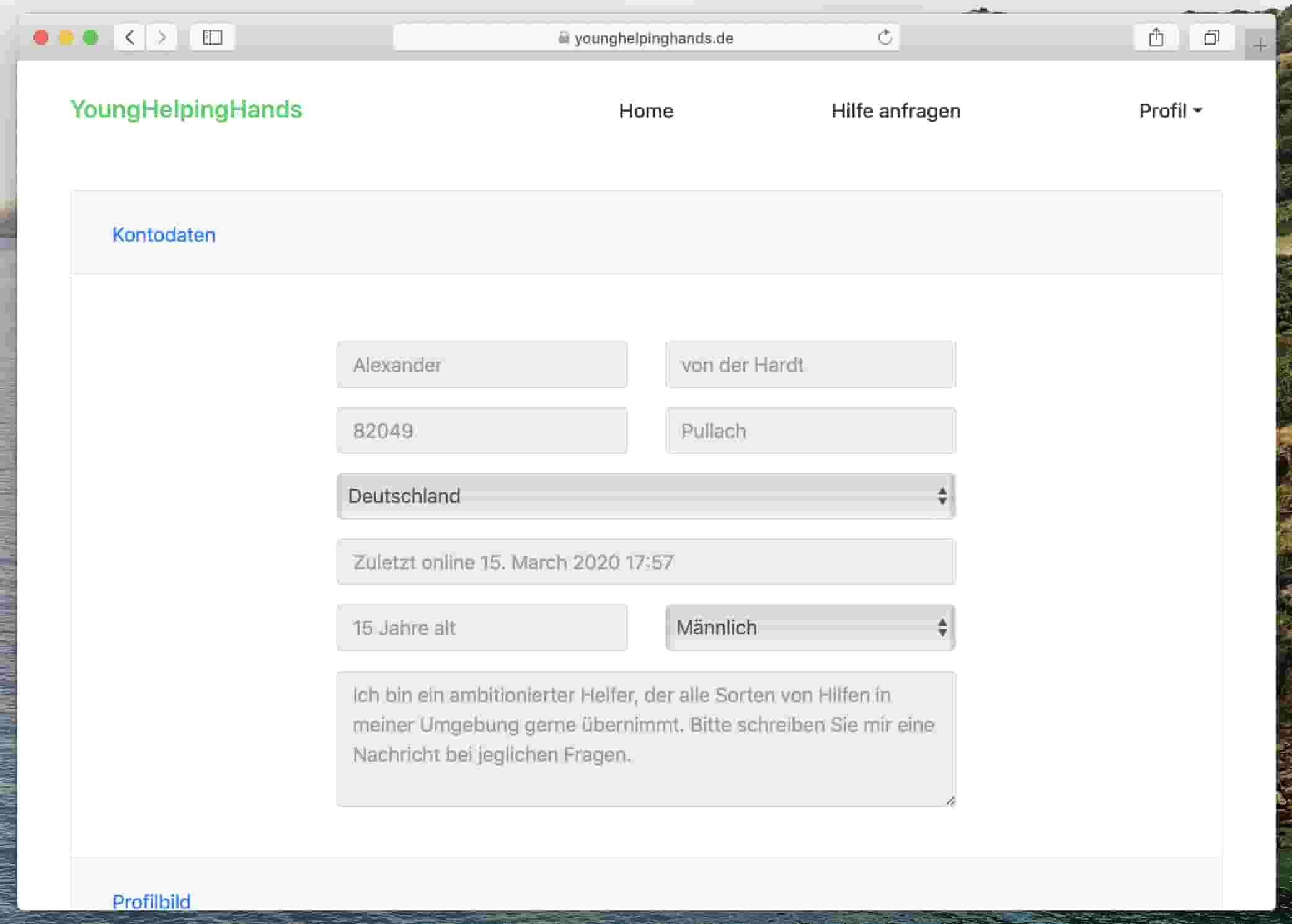 Profil eines Helfers