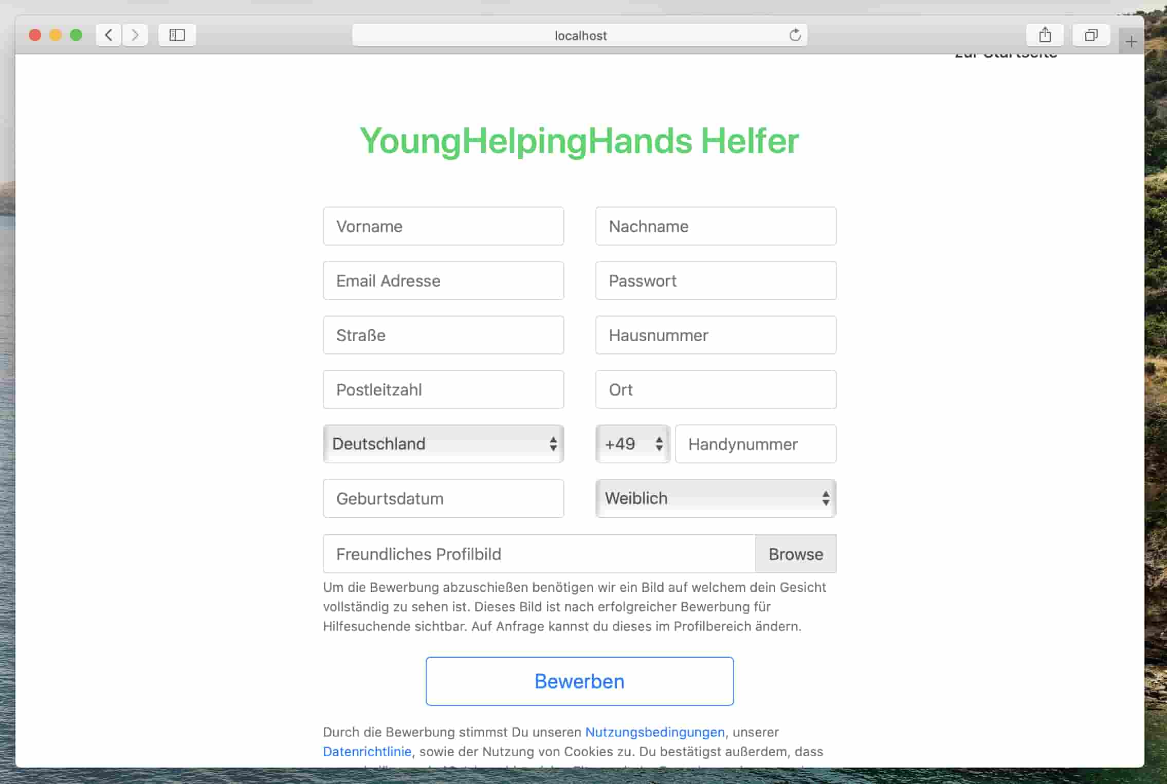 YoungHelpingHands Helfer Bewerbung